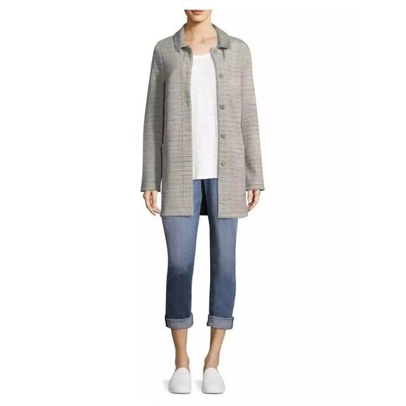 Eileen Fisher Woman's Chevron Knit Long Sleeve Jacket Coat Pockets - Picture 11 of 11